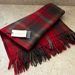 TARTAN BLANKET CO. Recycled Wool & Mixed Fibers Blanket in Dark Maple Tartan NWT